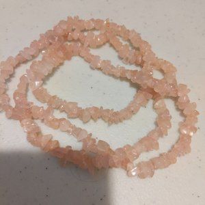 Natural Rose Quartz Necklace, Bracelet and Clip-on Earrings